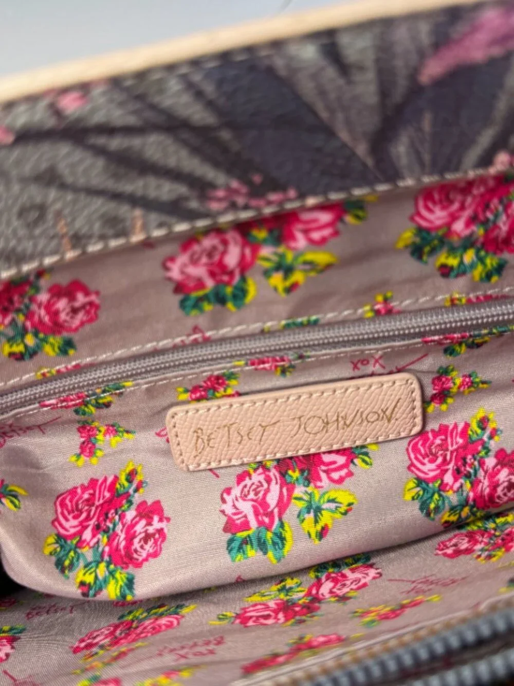 Betsey Johnson Pink Zaria Tote Shoulder Bag Purse & Wristlet Floral Faux Leather